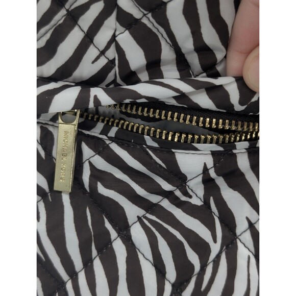 Michael Kors Packable Brown White Zebra Zip Up Lightweight Puffer Vest Size M - Picture 4 of 9